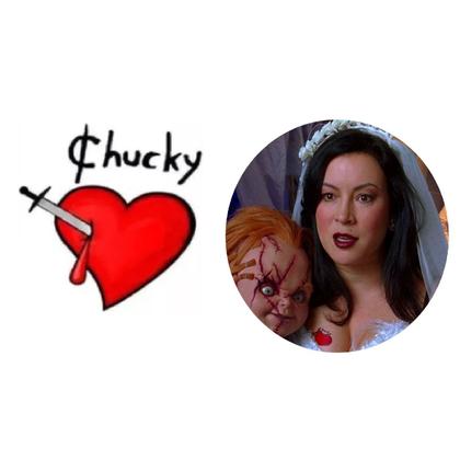 Imagem de Tatuagem temporária pequena delicada coração noiva chucky
