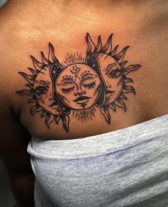 Imagem de Tatuagem Temporária Sol Lua Estrela