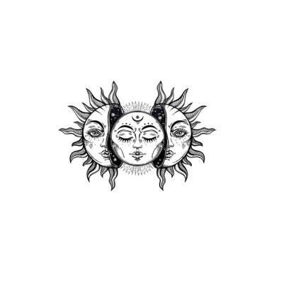 Imagem de Tatuagem Temporária Sol Lua Estrela