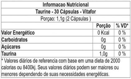 Imagem de Taurine 30 capsulas 550mg - vitafor