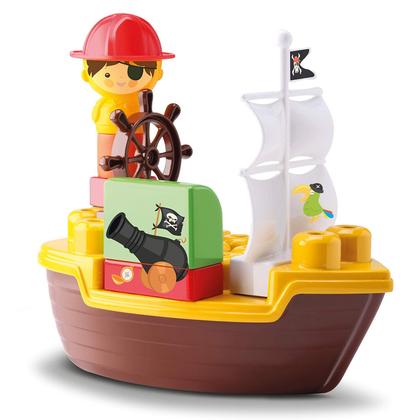 Imagem de Tchuco Blocks Navio Pirata De Brinquedo Colorido 49 Peças Pedagógico - Samba Toys