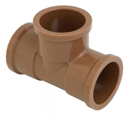 Imagem de Tê 90 Soldável PVC Marrom 32mm - 05 Unid - Krona