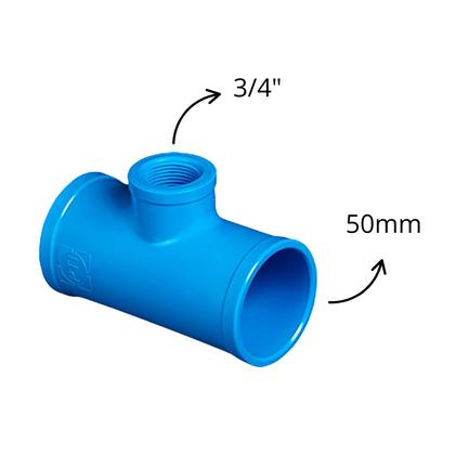 Imagem de TE com Derivação Rosca Interna PN 80 50mm X 3/4" Soldável para Irrigação Durável