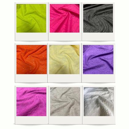 Imagem de Tecido 100% Algodão Laise Bordada 1,35m Para Roupas Femininas - Ideal Para Vestidos e Saias