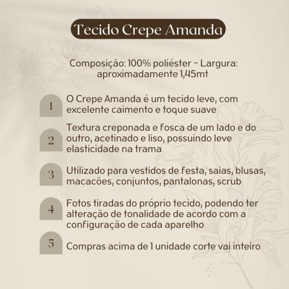 Imagem de Tecido Crepe Amanda Vestido Roupa - Cores 1mt X 1,40mt