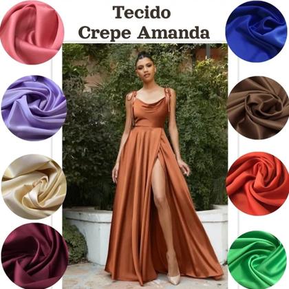 Imagem de Tecido Crepe Amanda Vestido Roupa - Cores 1mt X 1,40mt