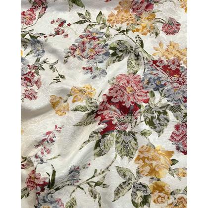 Imagem de Tecido Jacquard Estampado Floral Vermelho e Marsala - 1,40m de Largura