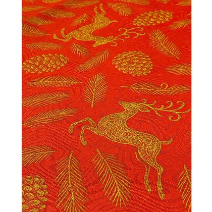 Imagem de Tecido Jacquard Estampado Natalino Vermelho Rena - 1,40m de Largura