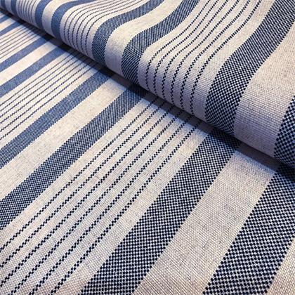 Imagem de Tecido Linho Estampado Listrado Azul - 1,40m de Largura