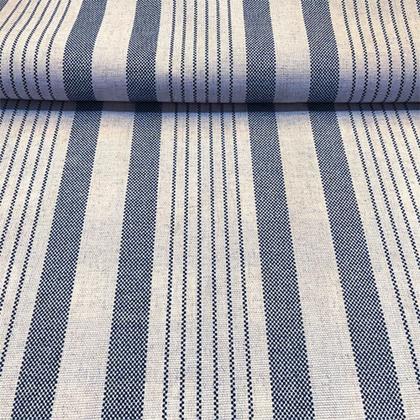 Imagem de Tecido Linho Estampado Listrado Azul - 1,40m de Largura