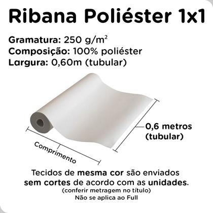 Imagem de Tecido Malha Ribana 1x1 Poliester Liso 1m x 0,50m Tubular