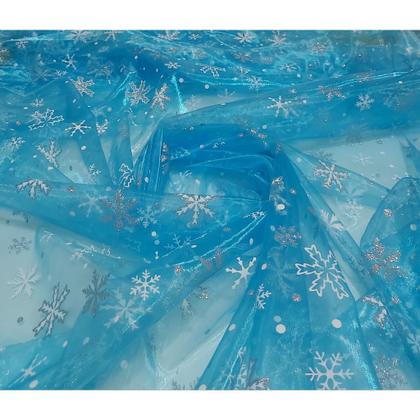 Imagem de Tecido Organza Azul Turquesa Frozen com Glitter