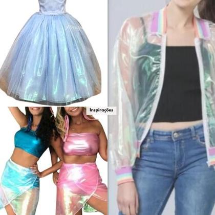 Imagem de Tecido Organza Holográfica Neon 1,50m Para Roupas Femininas Furtacor