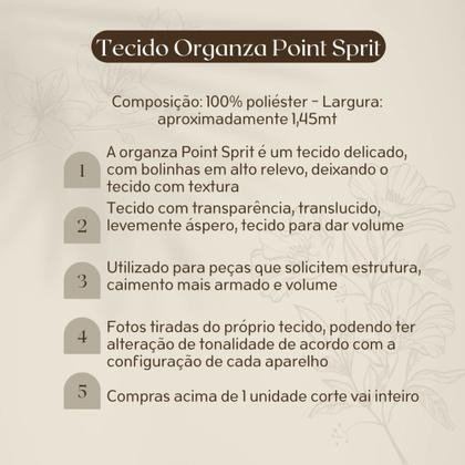 Imagem de Tecido Organza Point Sprit Poá Bubble Wond Varias Cores 1,0mt comp x 1,40mt larg