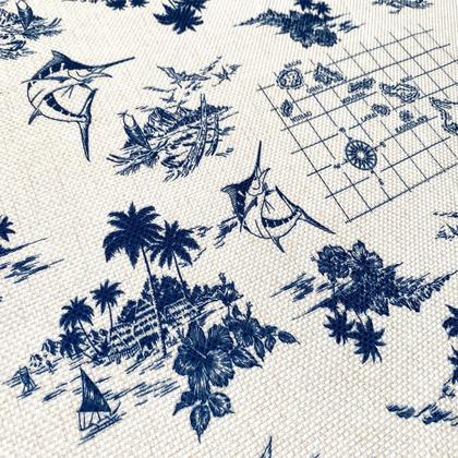 Imagem de Tecido Oslo Estampado Náutico Azul - 1,40m de Largura