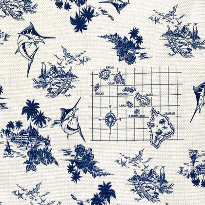 Imagem de Tecido Oslo Estampado Náutico Azul - 1,40m de Largura