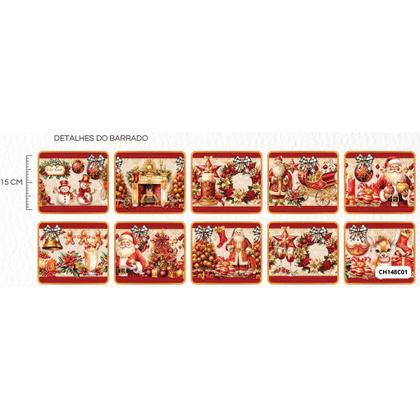 Imagem de Tecido Tricoline Digital Fernando Maluhy Natal com Papai Noel e Cenário Natalino 55x150 cm, 100% Algodão