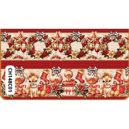 Imagem de Tecido Tricoline Digital Fernando Maluhy Natal com Papai Noel e Cenário Natalino 55x150 cm, 100% Algodão