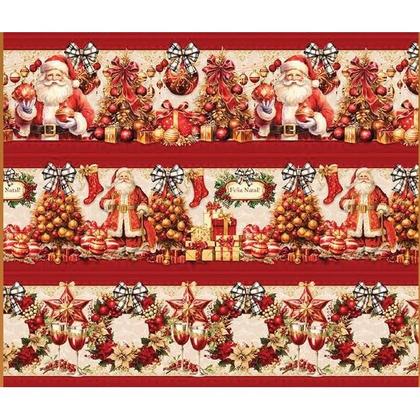 Imagem de Tecido Tricoline Digital Fernando Maluhy Natal com Papai Noel e Cenário Natalino 55x150 cm, 100% Algodão
