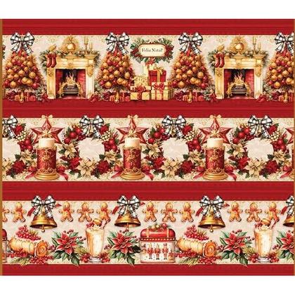 Imagem de Tecido Tricoline Digital Fernando Maluhy Natal com Papai Noel e Cenário Natalino 55x150 cm, 100% Algodão