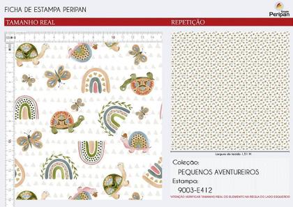 Imagem de Tecido Tricoline Digital Tartaruga, Borboleta e Arco Íris Boho - Peripan - 50 x 150 cm - Ideal para Artesanato e Patchwork