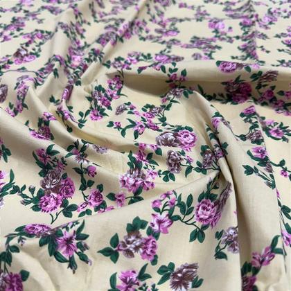 Imagem de Tecido Tricoline Estampado Floral 100% Algodão 1,40m para Roupas e Artesanatos