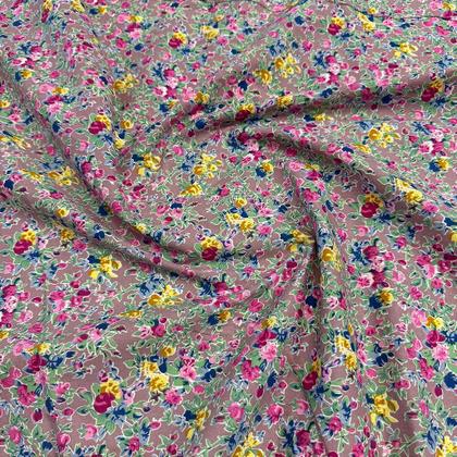 Imagem de Tecido Tricoline Estampado Floral 100% Algodão 1,40m para Roupas e Artesanatos