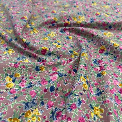 Imagem de Tecido Tricoline Estampado Floral 100% Algodão 1,40m para Roupas e Artesanatos