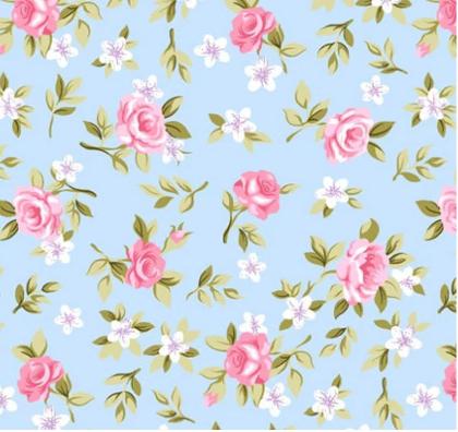Imagem de Tecido Tricoline Estampado Floral Lucia Azul com Rosa cor - 05, 50x150cm Tecidos Caldeira, 100% Algo