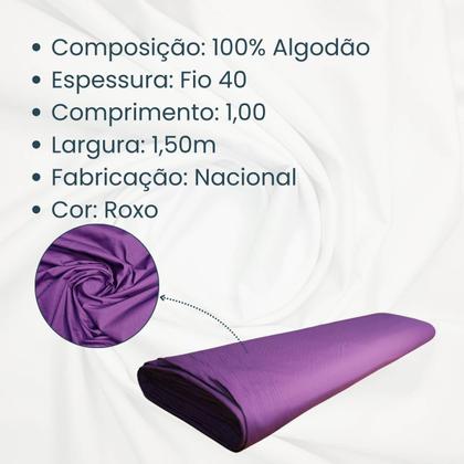 Imagem de Tecido Tricoline Liso 100% Algodão Várias Cores 1,00 X 1,50m