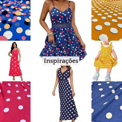Imagem de Tecido Viscose Estampada Poá Diversas Cores 1,40m Para Roupas Femininas
