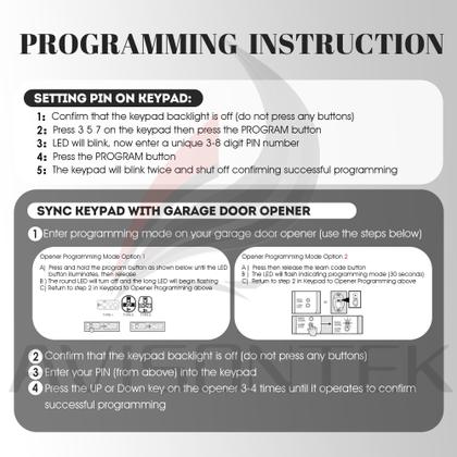 Imagem de Teclado abridor de porta de garagem Avisontek OKP-BX Wireless