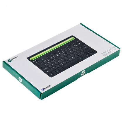 Imagem de Teclado Bluetooth 3.0 ABNT Mini Compacto Tablet Celular Sem Fio Preto Suporte