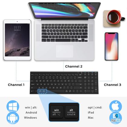 Imagem de Teclado Bluetooth iClever BK10 USB-C recarregável Bluetooth 5.1