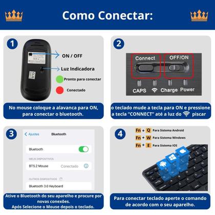 Imagem de Teclado bluetooth + mouse sem fio para Galaxy A9+ 11”
