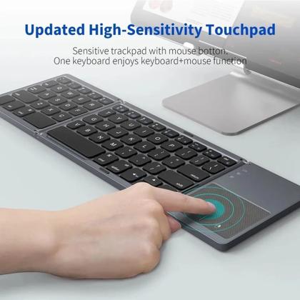 Imagem de Teclado Bluetooth recarregável e dobrável Para Tablet Tectoy Pense Bem 10.1