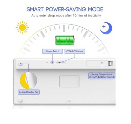 Imagem de Teclado Bluetooth Sem Fio Smar tv Celular Tablet pc Notebook Ergonomico Android WB -8022 BRANCO
