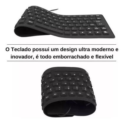 Imagem de Teclado Borracha Flexível Dobrável C/ Fio Usb Abnt2