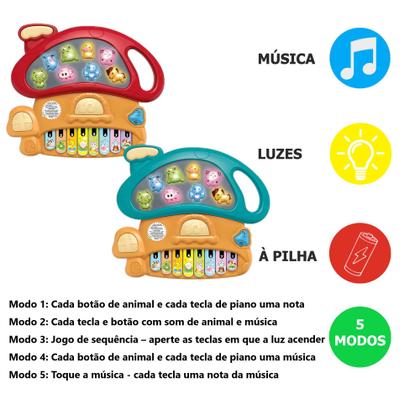 Imagem de Teclado Cogumelo Piano Musical Bebê Brinquedo Infantil Luz