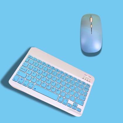 Imagem de Teclado Com Mouse Bluetooth Sem Fio Colorido Wireless Not PC tablet