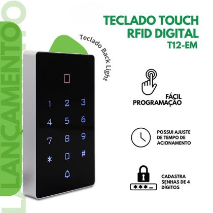 Imagem de Teclado De Acesso Touch Controle Rfid Digital Leitor Cartão