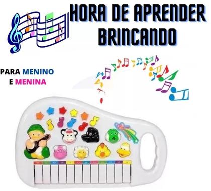 Imagem de Teclado de Brinquedo Educativo Piano Infantil Animais da Fazenda Pilha