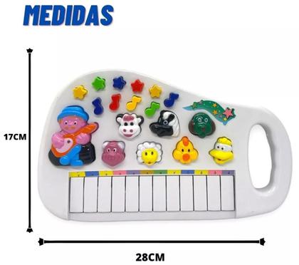 Imagem de Teclado de Brinquedo Educativo Piano Infantil Animais da Fazenda Pilha