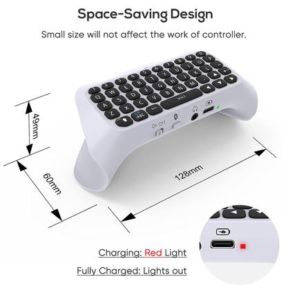 Imagem de Teclado de controle sem fio para PS5/PS5 Pro, mini teclado portátil Bluetooth 3.0 com alto-falante embutido e conector de áudio de 3,5 mm para Playstation 5/Playstation 5 Pro, placa de bate-papo por voz para mensagens e jogos e bate-papo ao vivo