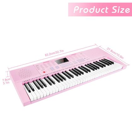 Imagem de Teclado de Piano Vangoa VGK610 - 61 Mini Teclas com Microfone Rosa
