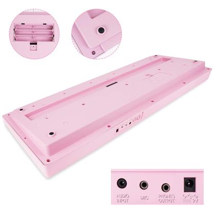 Imagem de Teclado de Piano Vangoa VGK610 - 61 Mini Teclas com Microfone Rosa