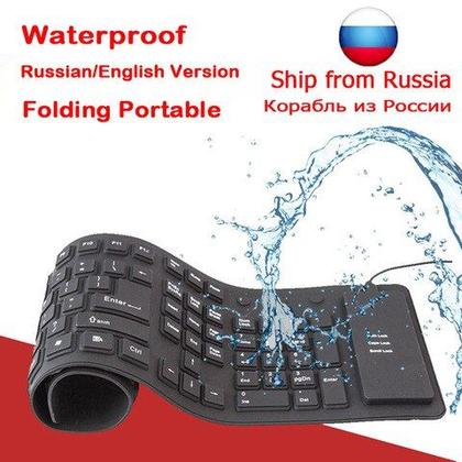Imagem de Teclado Dobrável Flexível De Silicone Usb 108 Teclas À Prova dagua Preto