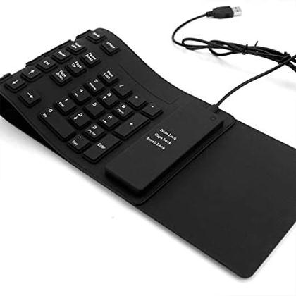 Imagem de Teclado Dobrável Flexível De Silicone Usb 108 Teclas À Prova dagua Preto