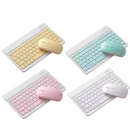 Imagem de Teclado e Mouse Sem Fio Bluetooth Recarregável Branco