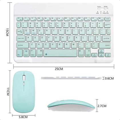 Imagem de Teclado e Mouse Sem Fio Bluetooth Recarregável Verde